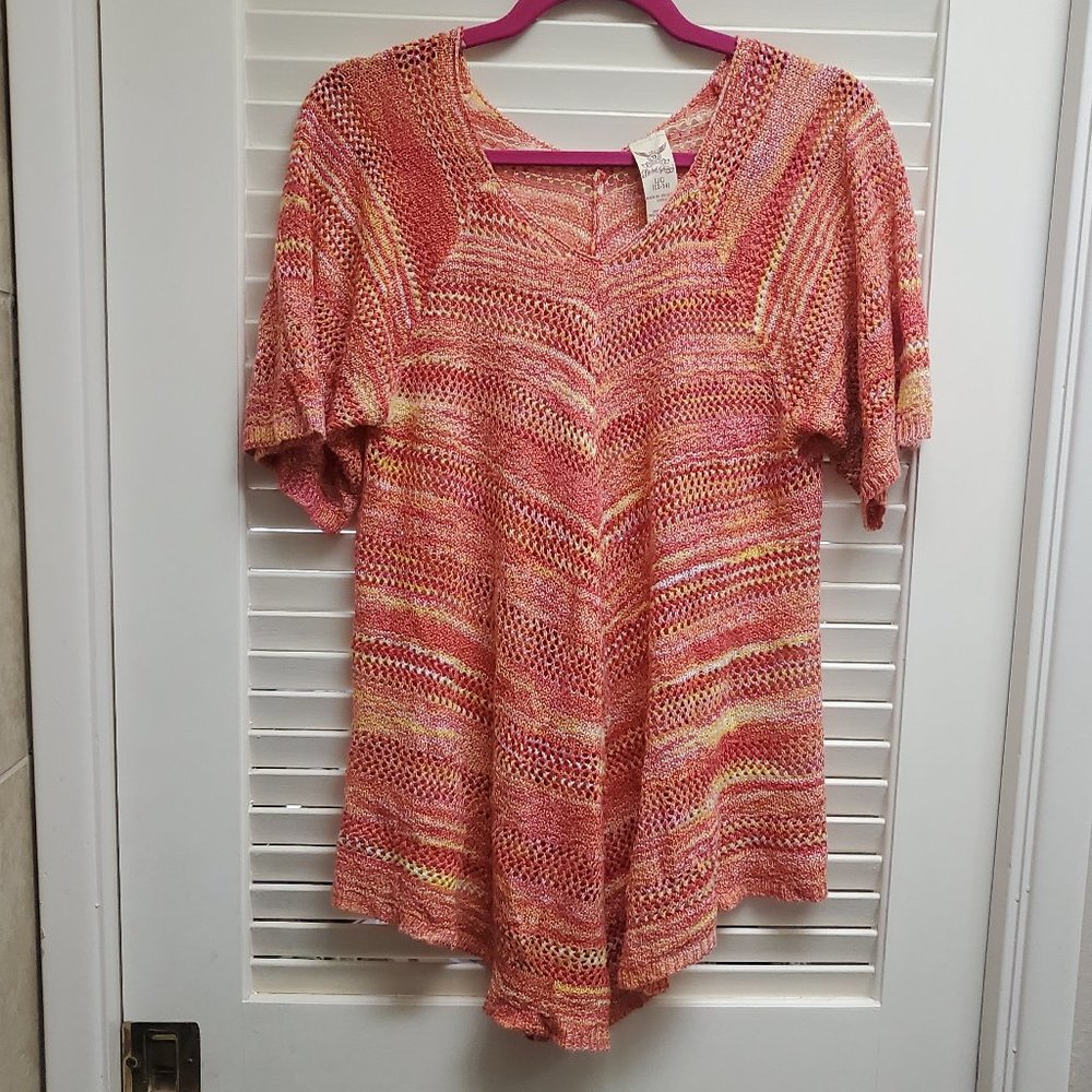 Faded Glory Double V-Neck Knit Top L